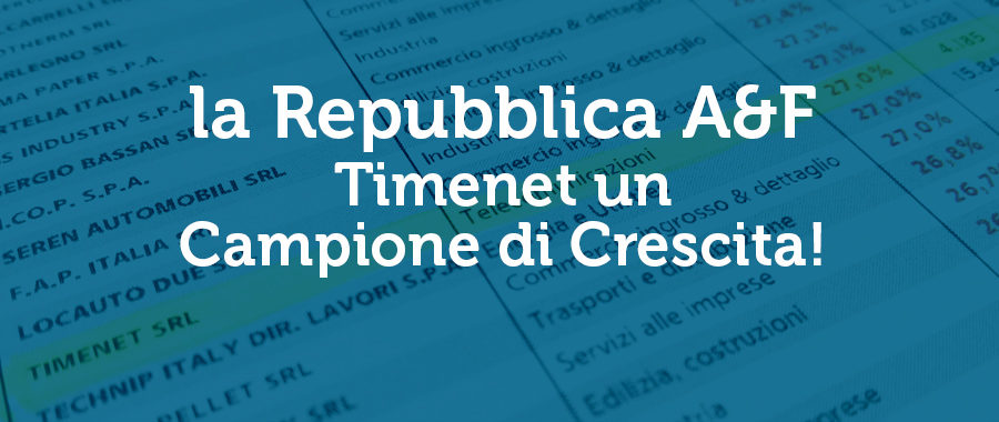 la Repubblica inserisce Timenet tra i Campioni della Crescita 2020